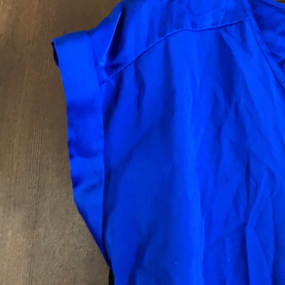 Express V-Neck Royal Blue Blouse - Picture 4 of 7